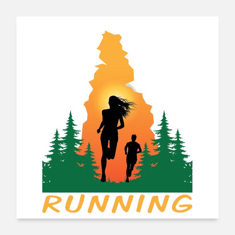 Running - Poster 60x60 cm - Weiß