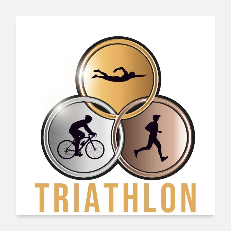 Triathlon - Poster 60x60 cm - Weiß