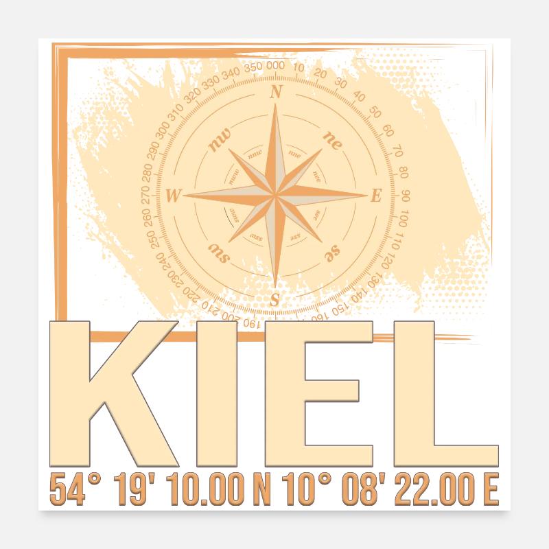 Kiel Koordinaten Poster 60x60 cm
