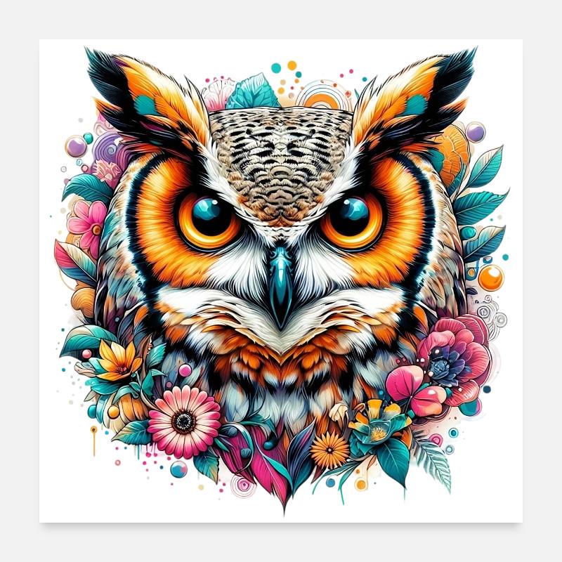 Owl - Poster 24" x 24" (60x60 cm) - white