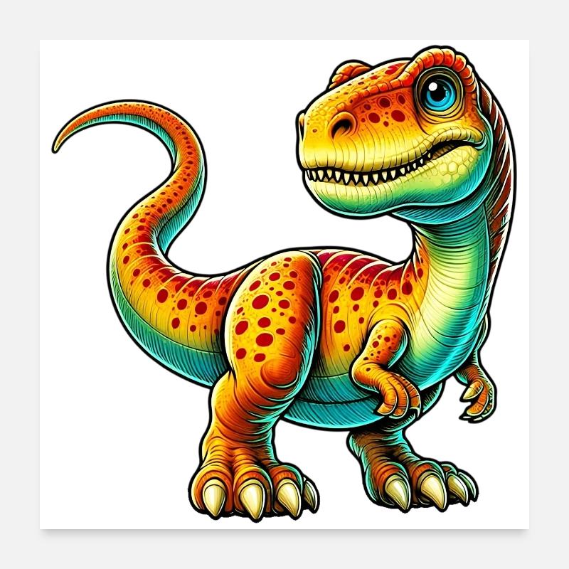 Dinosaure - Poster 60 x 60 cm - blanc