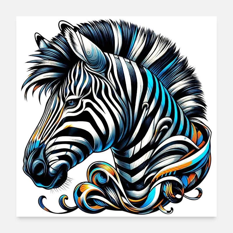 Zebra - Poster 60x60 cm - Weiß