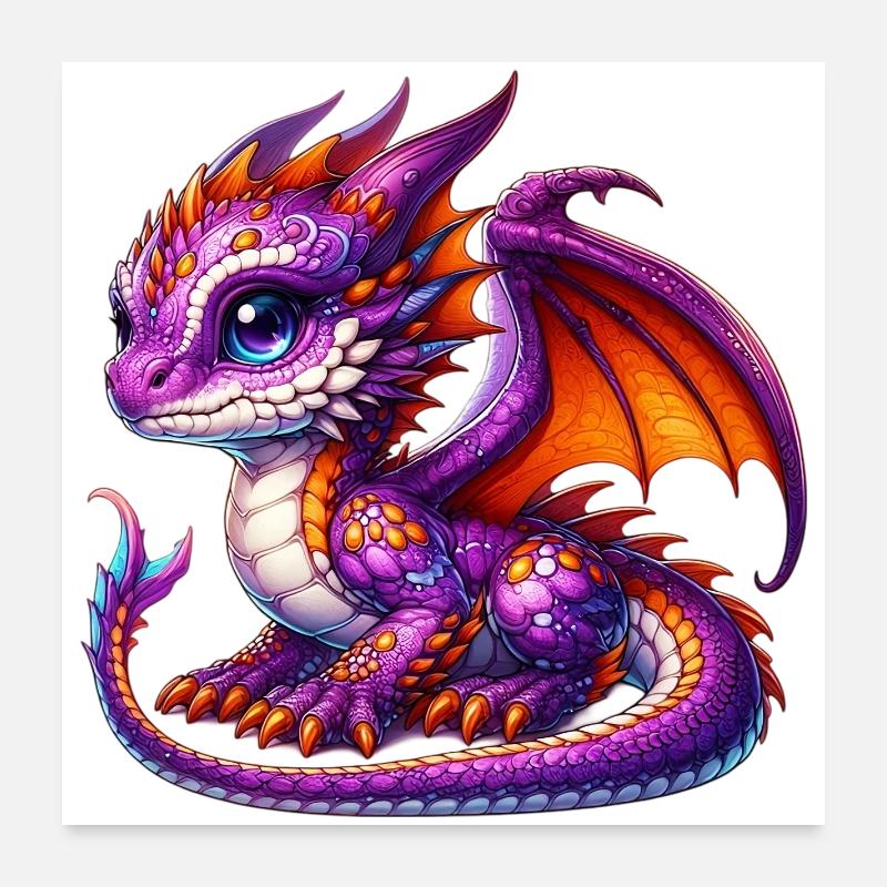 Drache - Poster 60x60 cm - Weiß