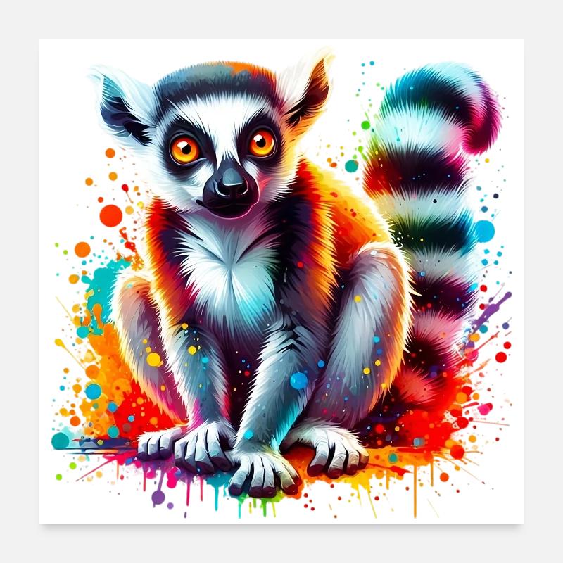 Lémurien - Poster 60 x 60 cm - blanc