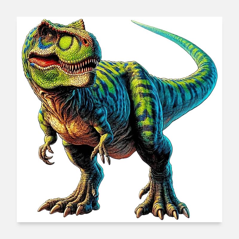 Dinosaurier - Poster 60x60 cm - Weiß