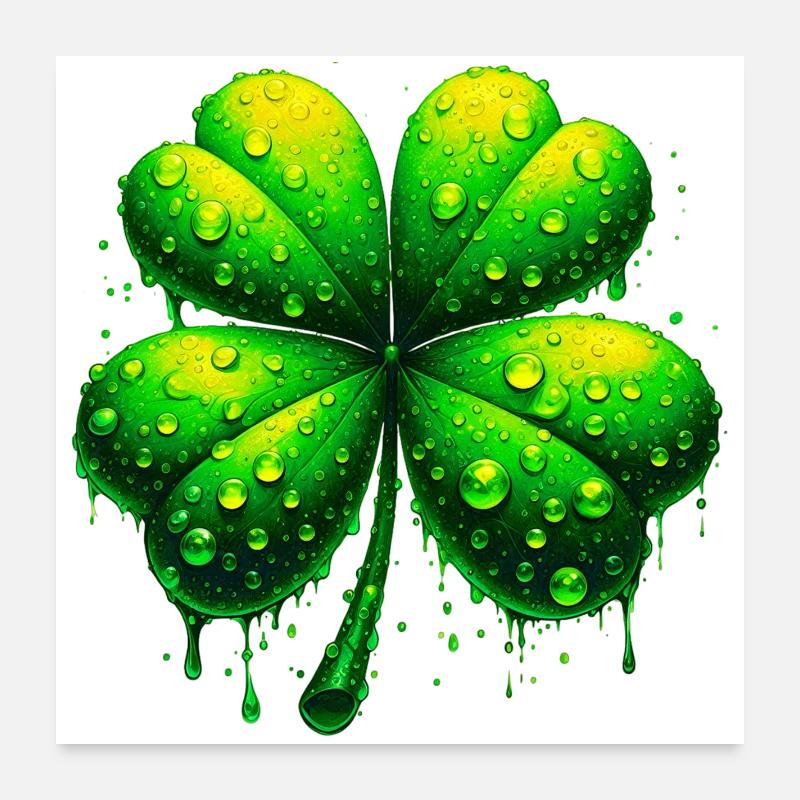 Trèfle à quatre feuilles Poster 60 x 60 cm