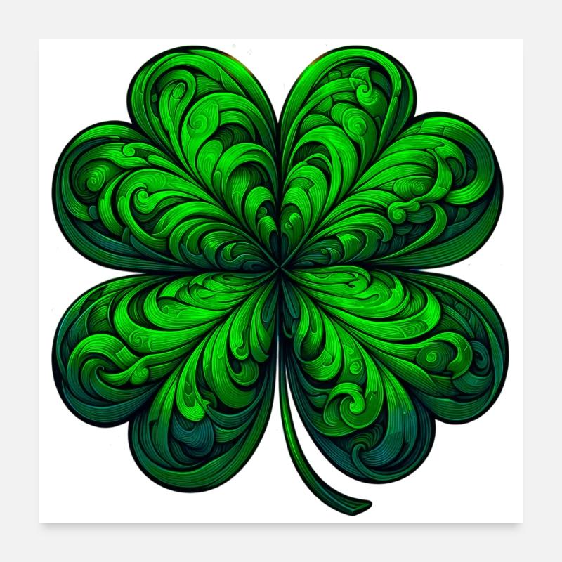 Vierblättriges Kleeblatt Poster 60x60 cm