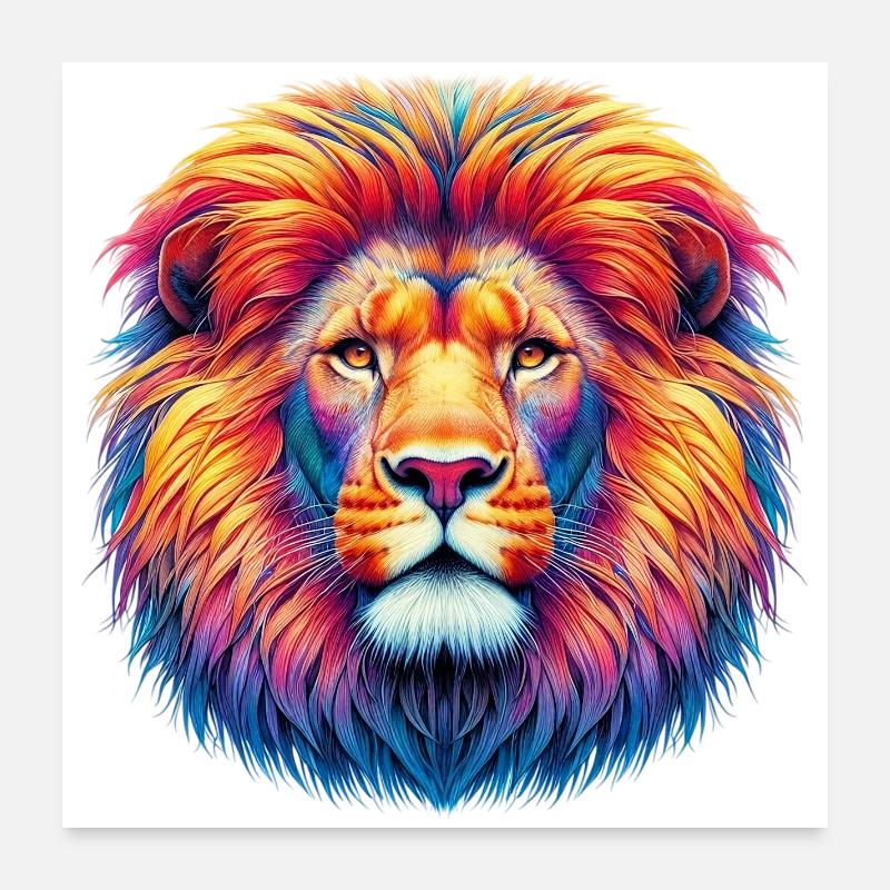 Löwe - Poster 60x60 cm - Weiß