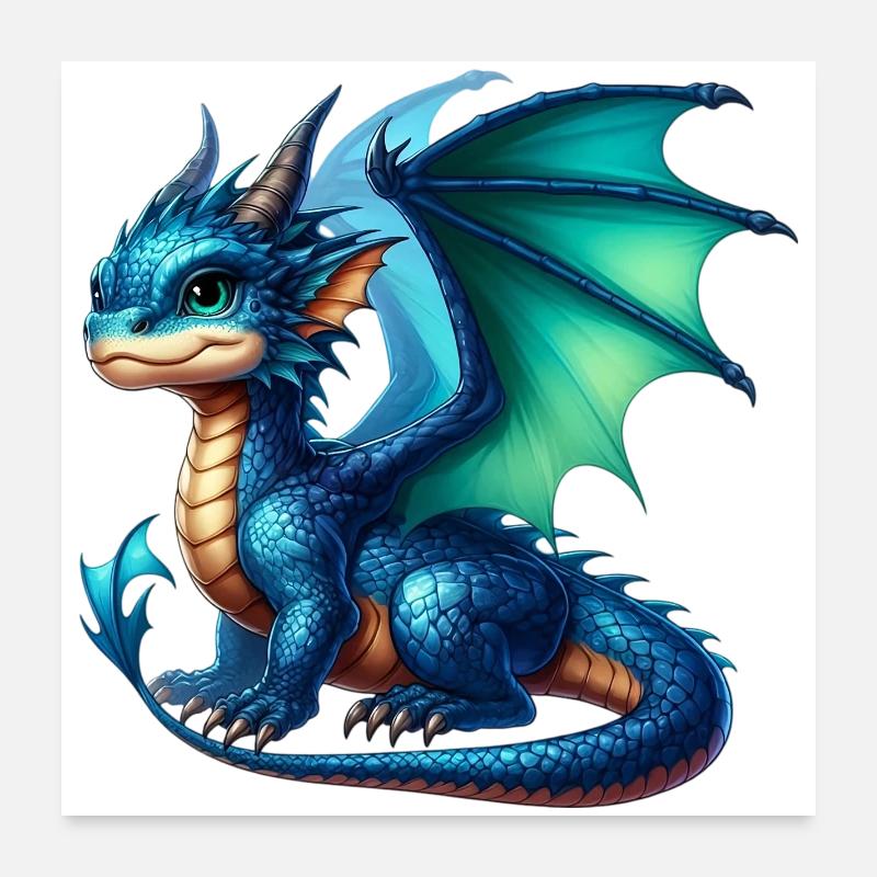 Drache - Poster 60x60 cm - Weiß