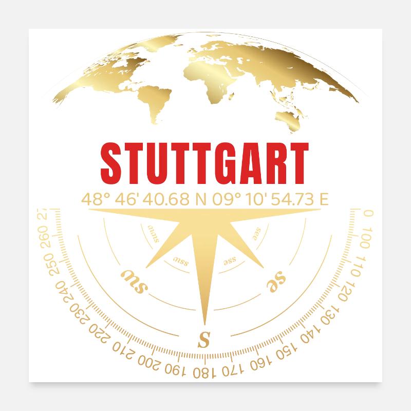 Koordinaten Stuttgart Poster 60x60 cm