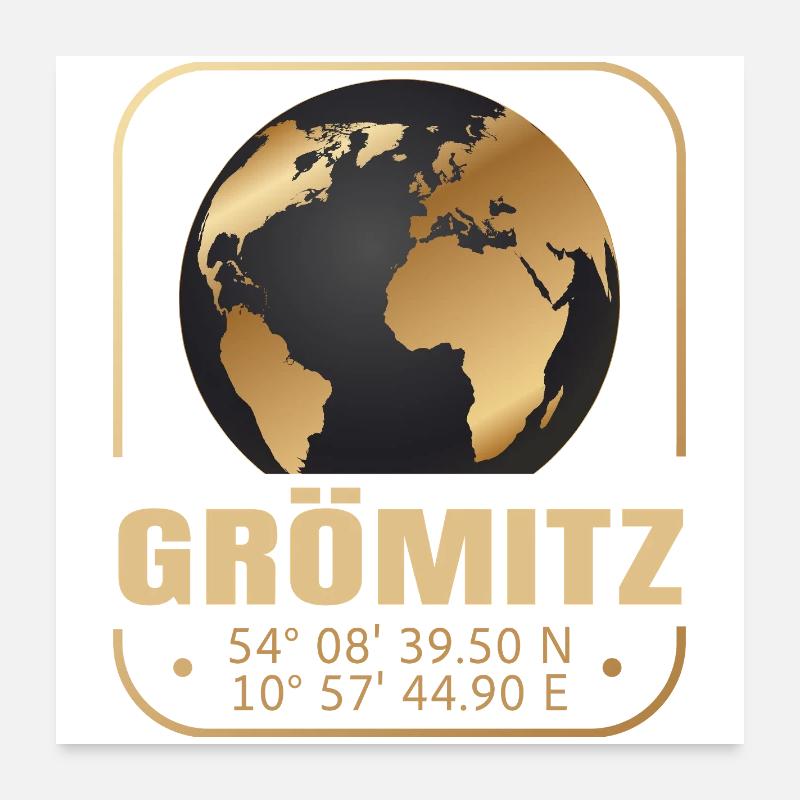 Grömitz - Poster 60x60 cm - Weiß