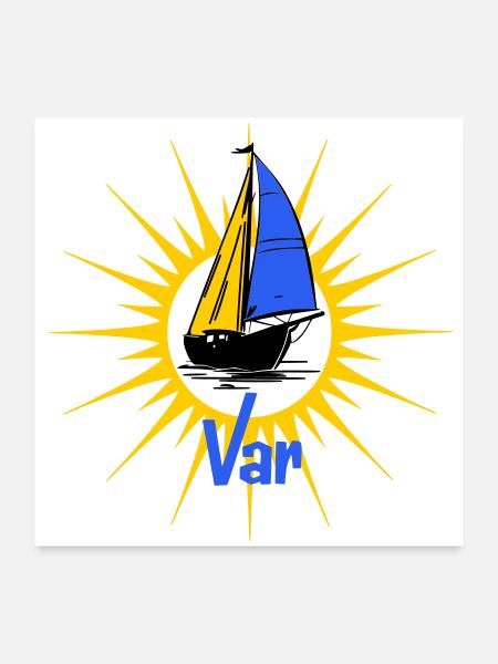Voilier Soleil Var - Poster 60 x 60 cm - blanc - Devant