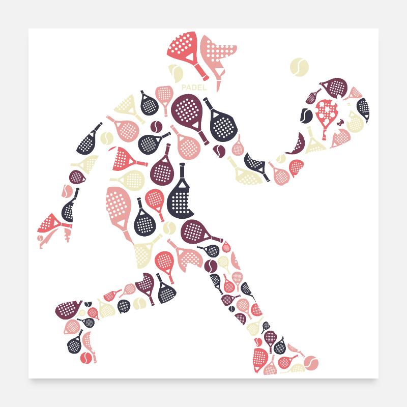 Retro Padel Player with Rackets Pattern Poster 24" x 24" (60x60 cm)