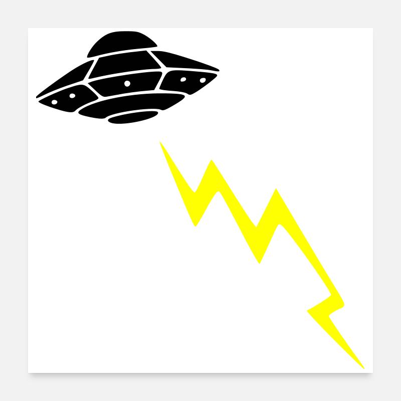 UFO Invasion Lightning Attack Alien Vector Poster 24" x 24" (60x60 cm)