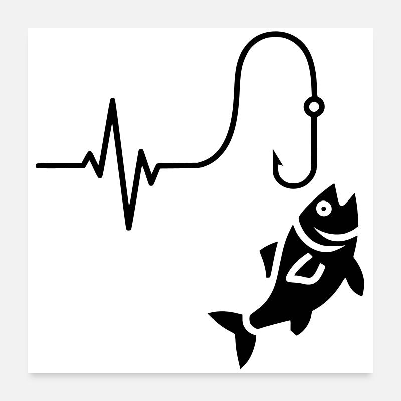 Silhouette de poisson pulsé ECG Poster 60 x 60 cm