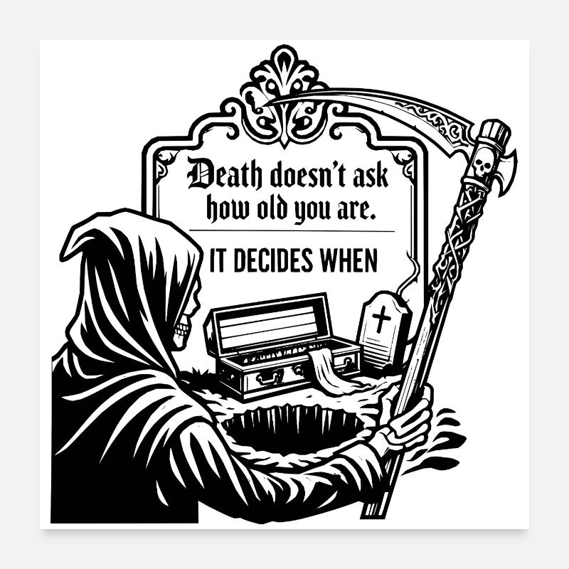 La mort ne demande pas quel âge tu as, Crâne Gothique Poster 60 x 60 cm