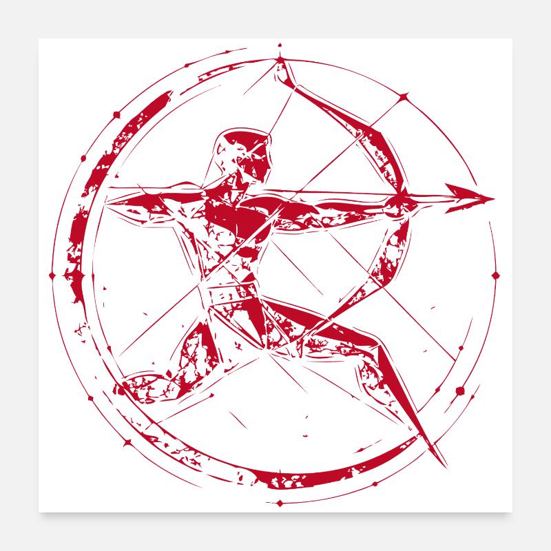 Red Rune Bow in a Circle Poster 24" x 24" (60x60 cm)