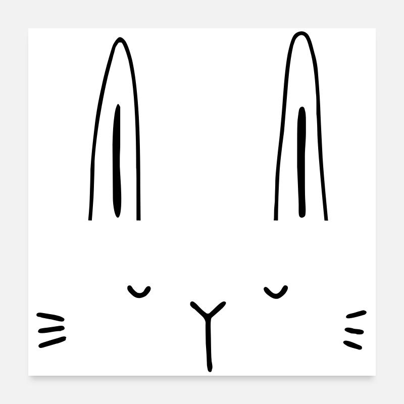 Hase Hasengesicht Gesicht Geschenkidee Poster 60x60 cm