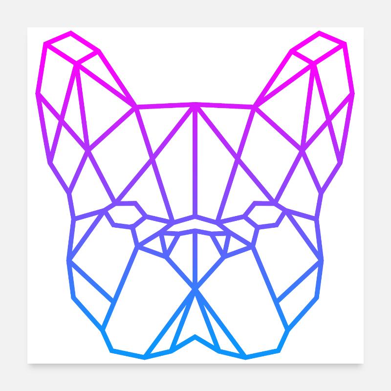Geometrischer Bulldog Neon Gradient Poster 60x60 cm