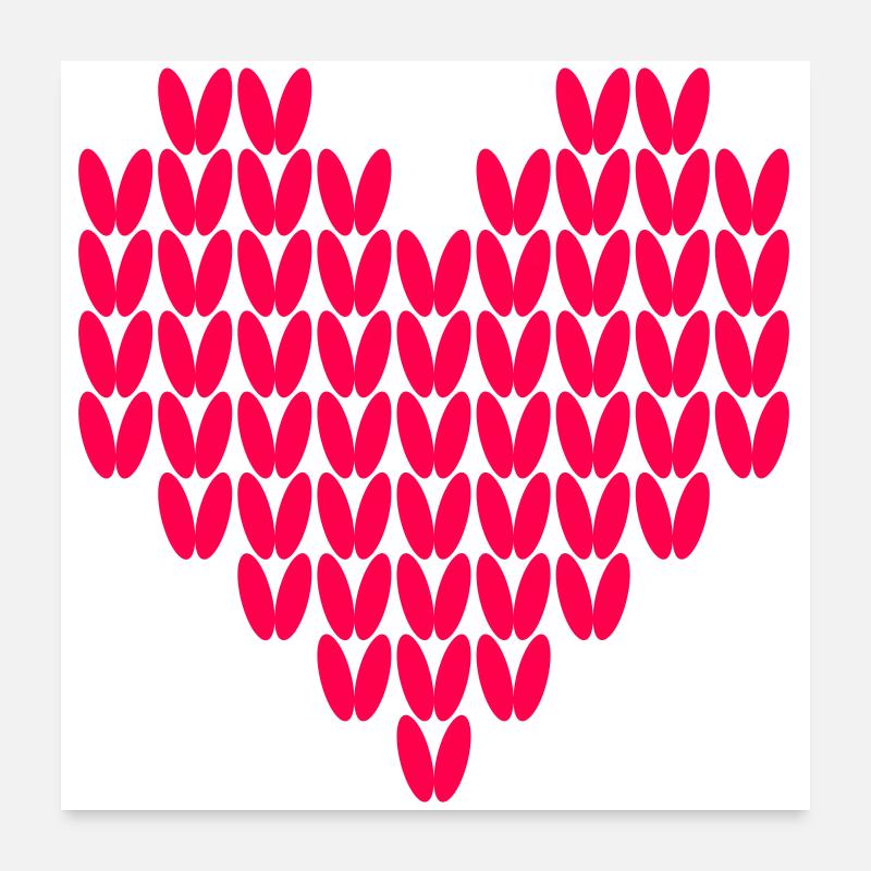 Heart Love Knitting Pattern Knitted Wool Love Poster 24" x 24" (60x60 cm)