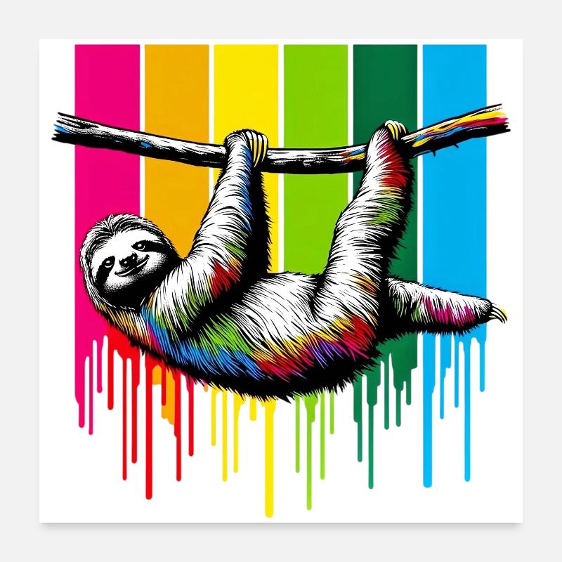Faultier - Poster 60x60 cm - Weiß
