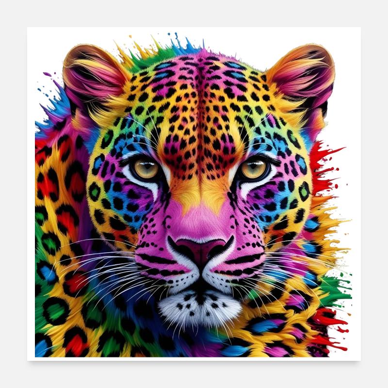 colorful leopard Poster 24" x 24" (60x60 cm)