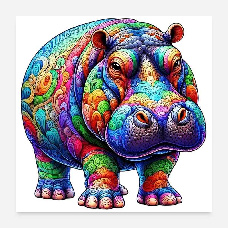 Hippopotamus Poster 24" x 24" (60x60 cm)