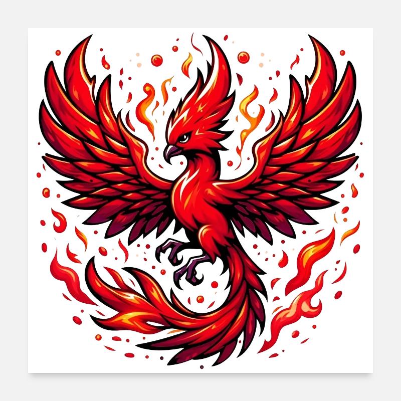 Red Phoenix Poster 24" x 24" (60x60 cm)