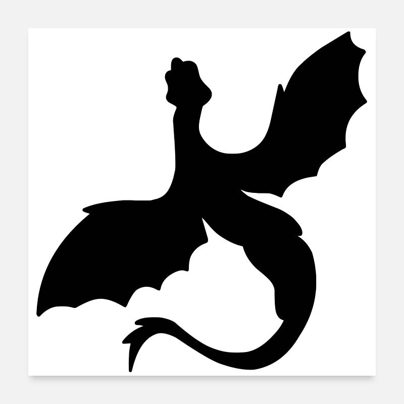 Silhouette de serpent ailé légendaire Poster 60 x 60 cm