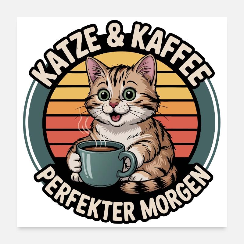 Katze & Kaffee Perfekter Morgen Poster 60x60 cm