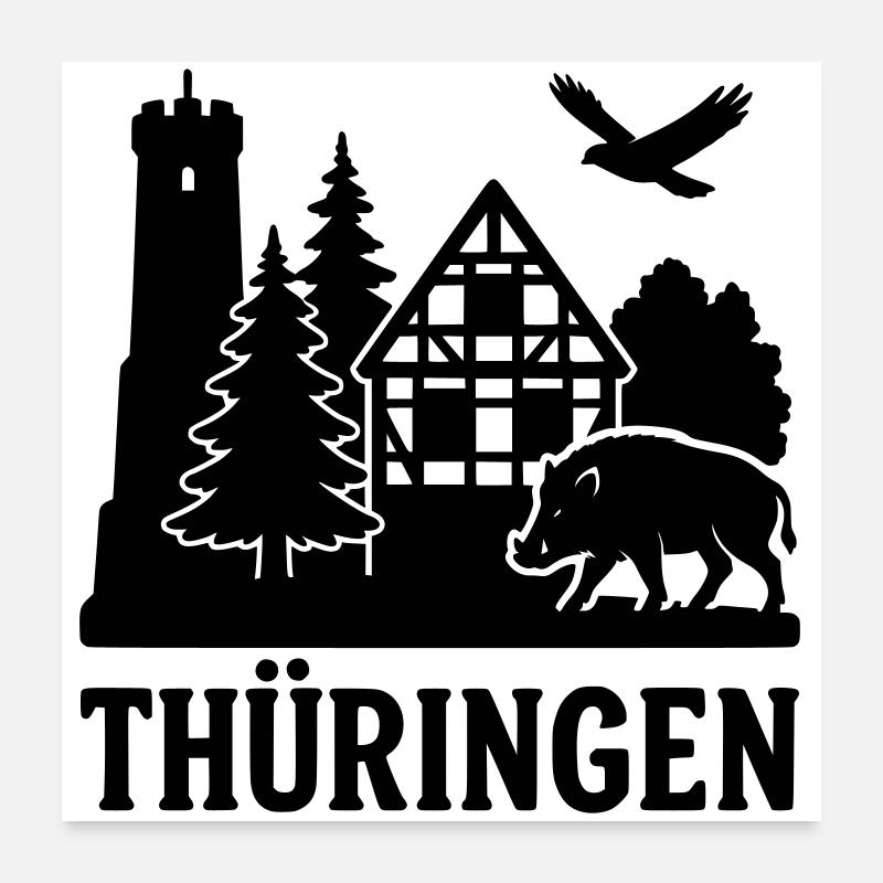 Silhouette Thuringe Poster 60 x 60 cm