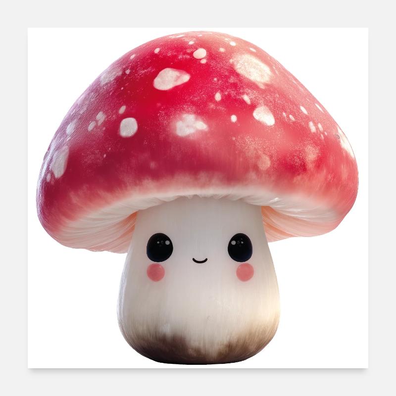 Pilz Kawaii mit Gesicht Poster 60x60 cm