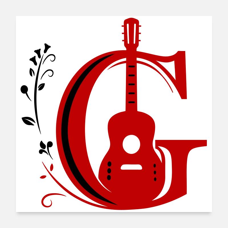 Do initial avec guitare Poster 60 x 60 cm