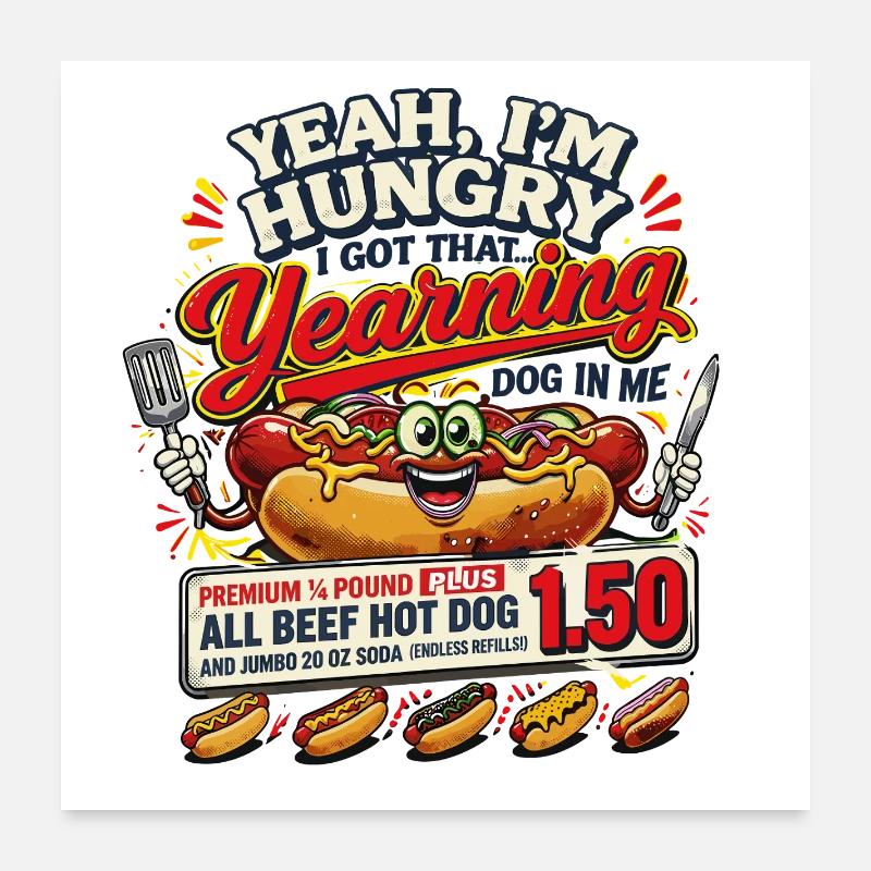 Snack de restauration rapide à hot-dogs style rétro Poster 60 x 60 cm