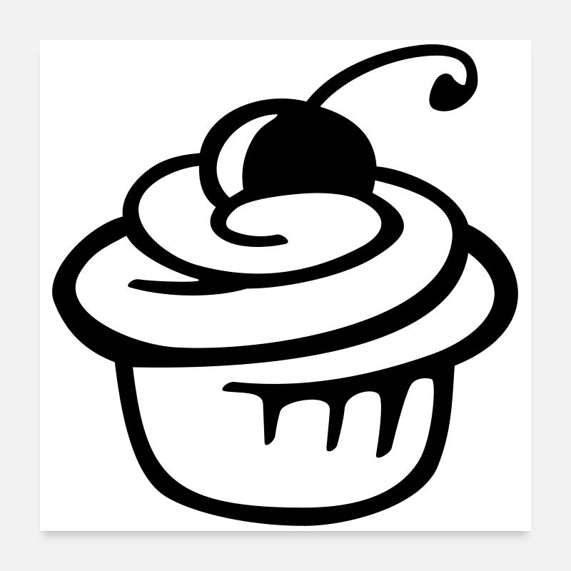 Cupcake Kirsche – Süßer Kuchen & Partyspaß Poster 60x60 cm