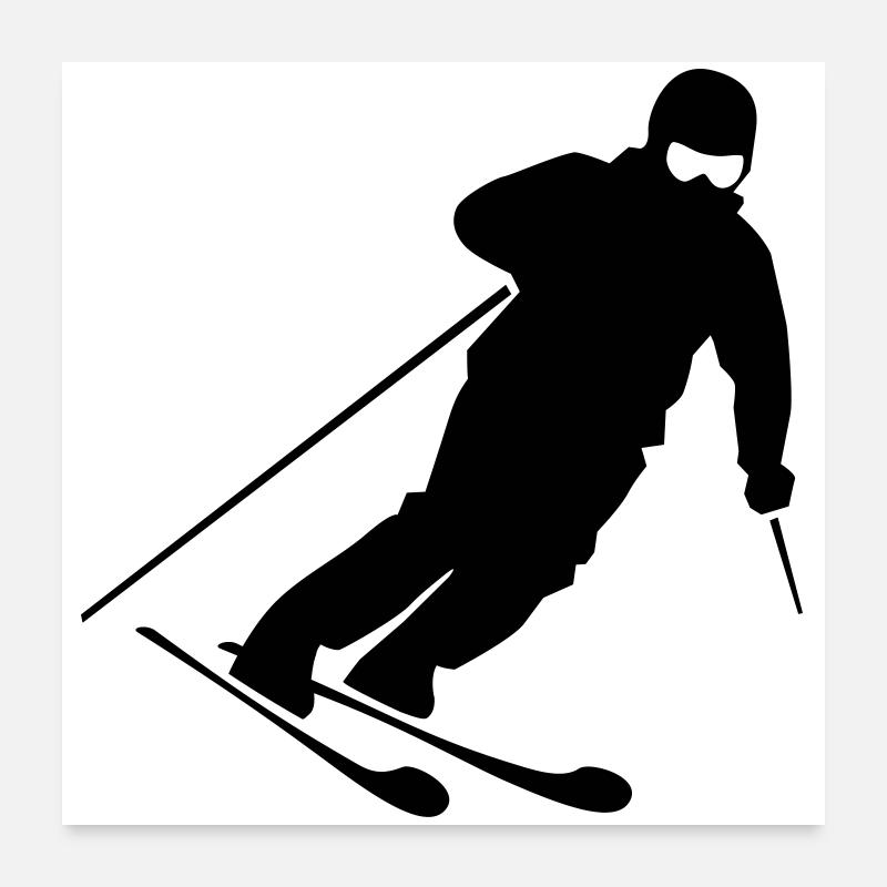 Skifahrer Action Silhouette Poster 60x60 cm