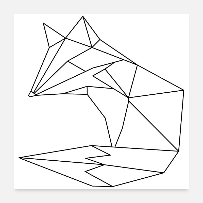 Renard dans le style ORGAMI Liniar Poster 60 x 60 cm