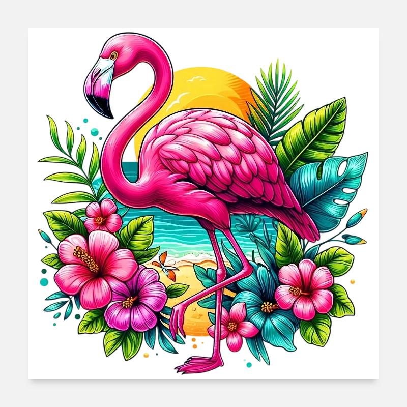 Flamant Poster 60 x 60 cm