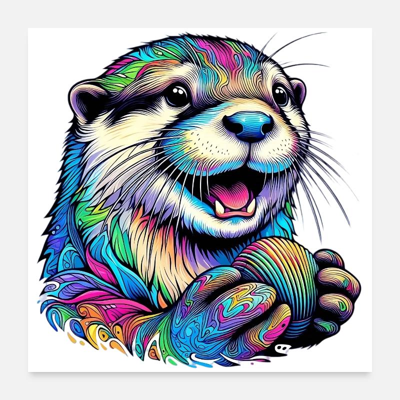 Fischotter mit Panzer Poster 60x60 cm