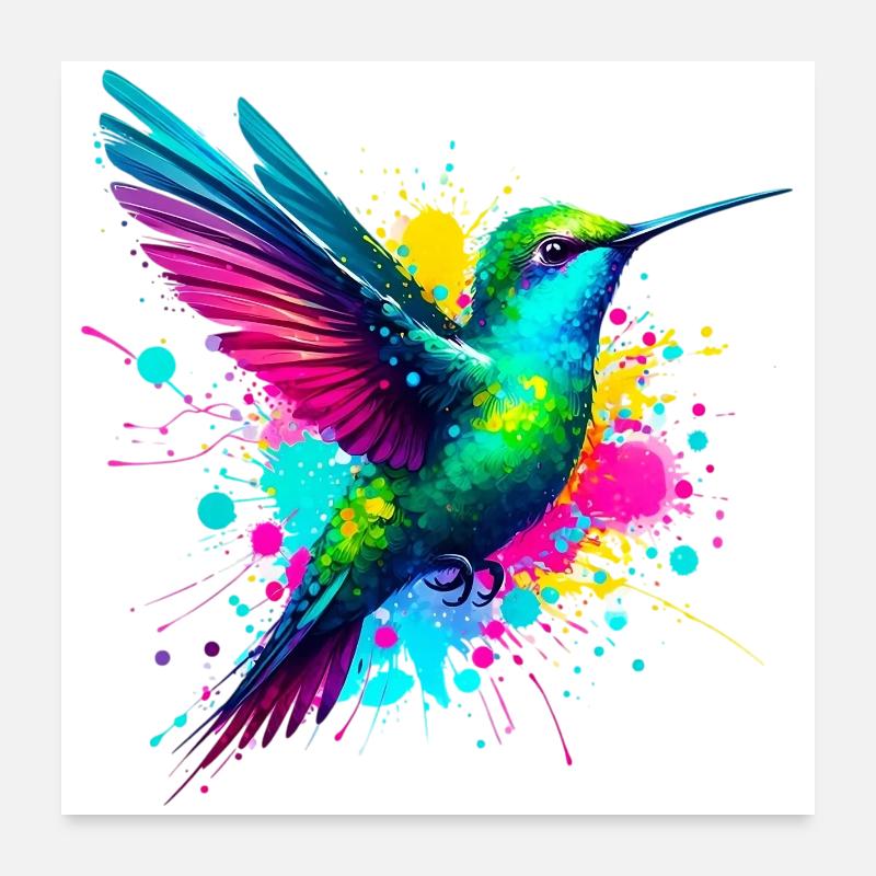 Kolibri - Poster 60x60 cm - Weiß