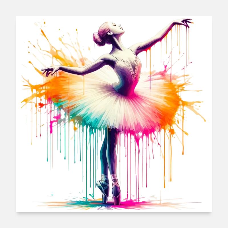 Balletttänzerin mit Tutu - Poster 60x60 cm - Weiß