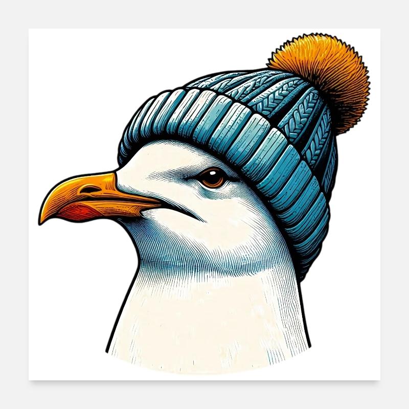 Möwe - Poster 60x60 cm - Weiß