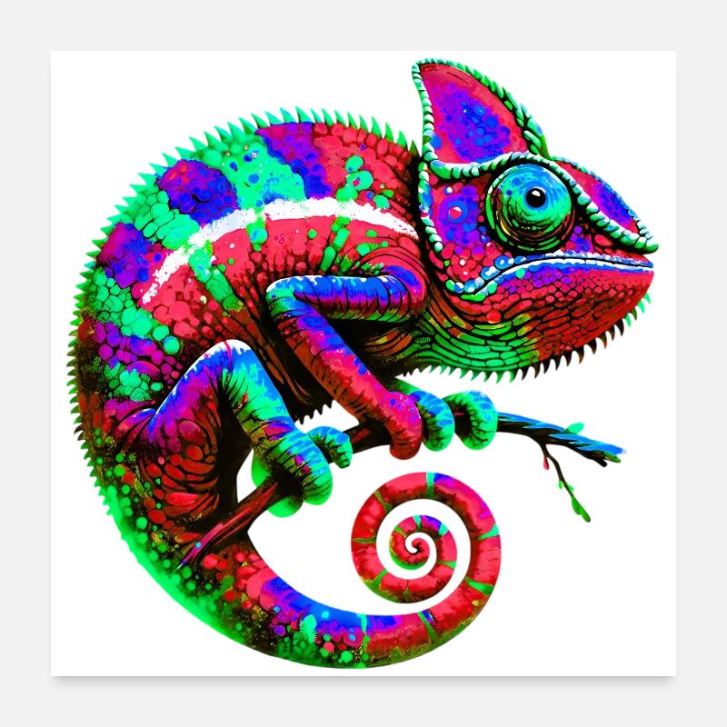 Chamäleon - Poster 60x60 cm - Weiß