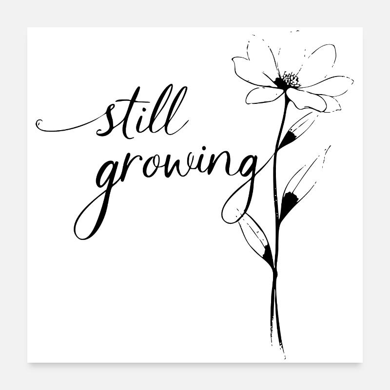 Minimalistisches Blumen Line Art – Still Growing  Poster 60x60 cm
