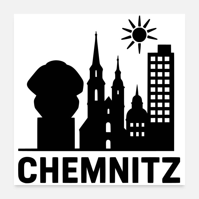 Chemnitz Landmark Silhouette Poster 24" x 24" (60x60 cm)