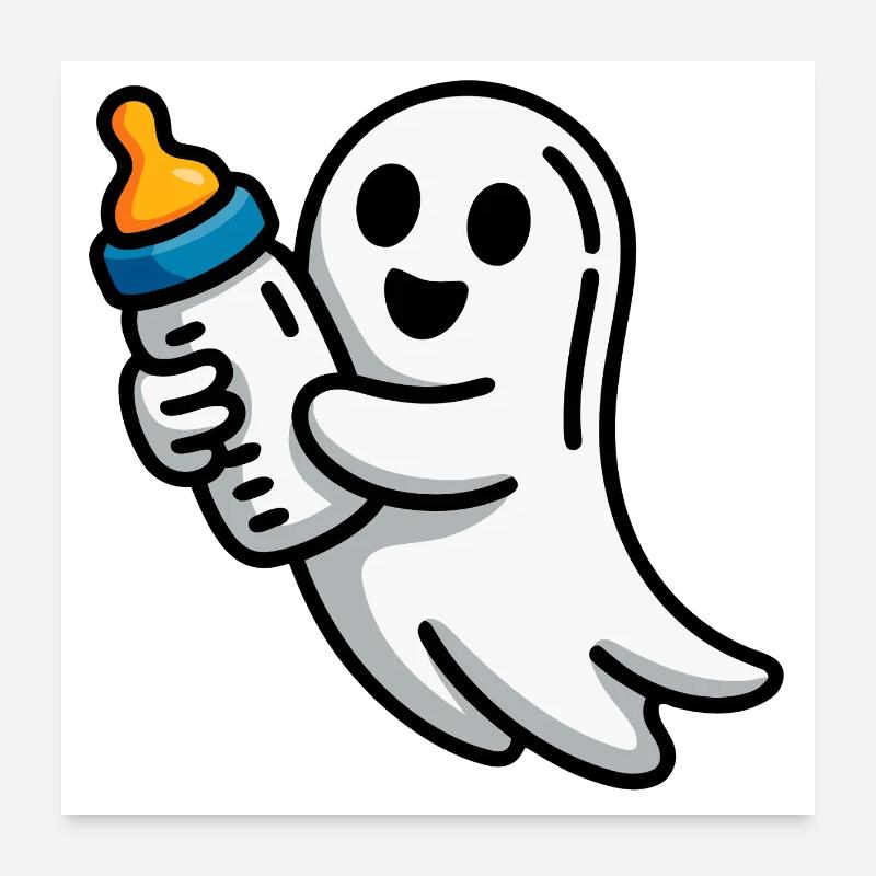 Ghost with pacifier illustration Poster 24" x 24" (60x60 cm)