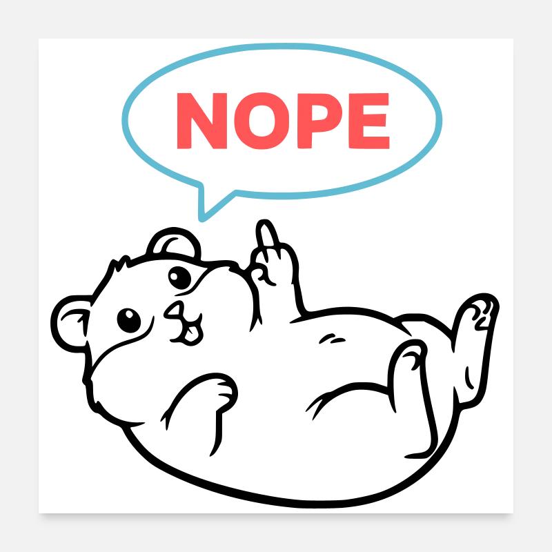 Hamster Nope Comic Coloré Poster 60 x 60 cm