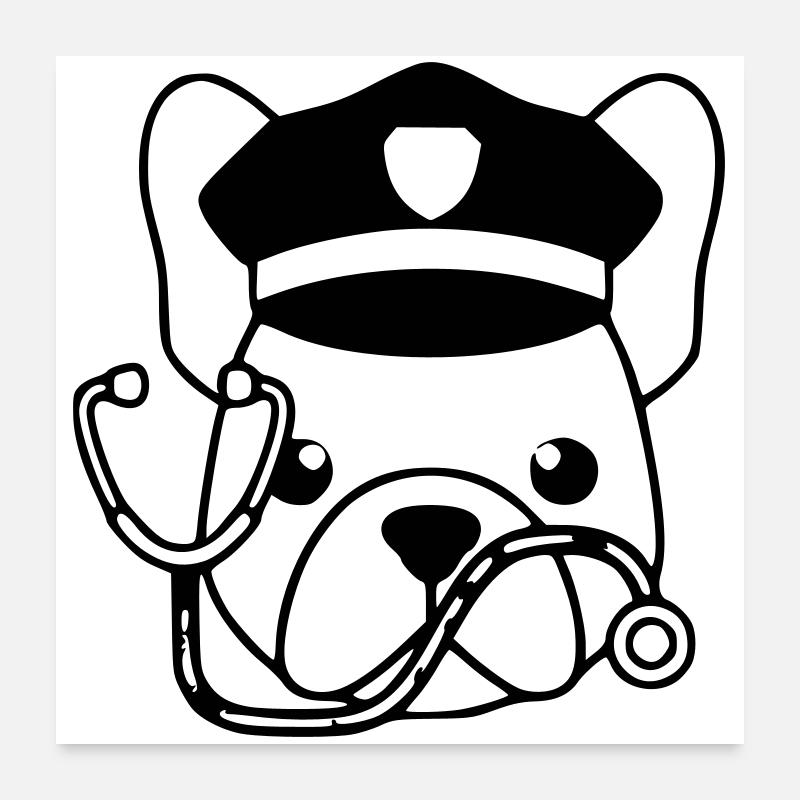 Profil du chef du médecin Frenchie Poster 60 x 60 cm