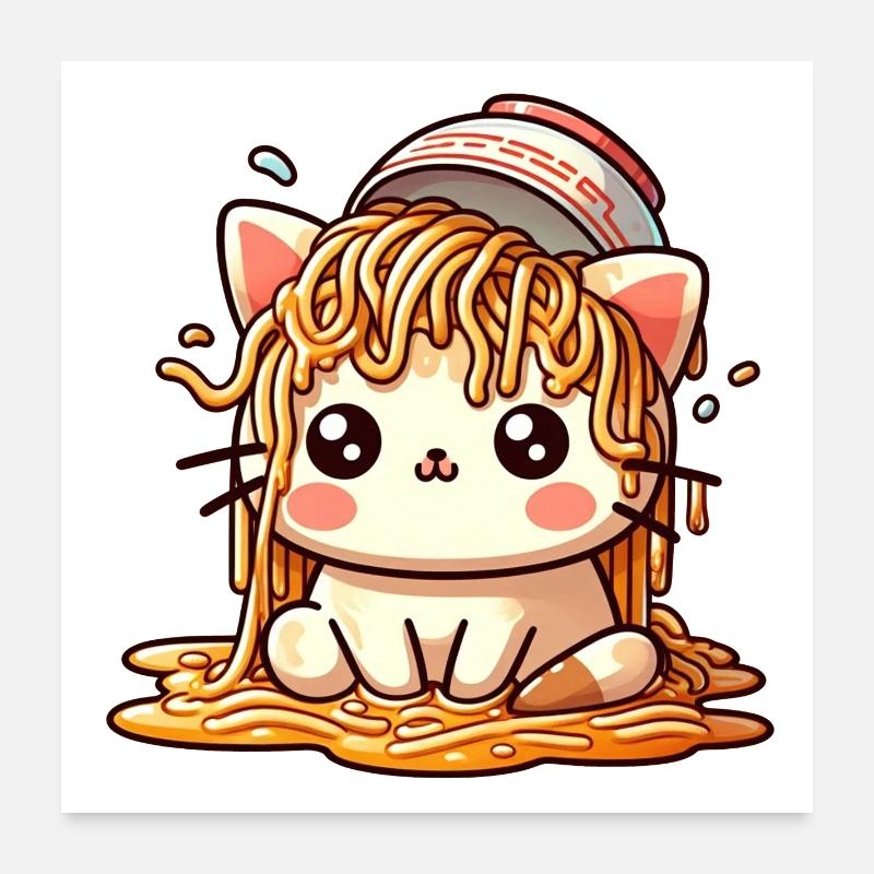Ramen Cat-tastrophe ! Le chat Ramen Poster 60 x 60 cm