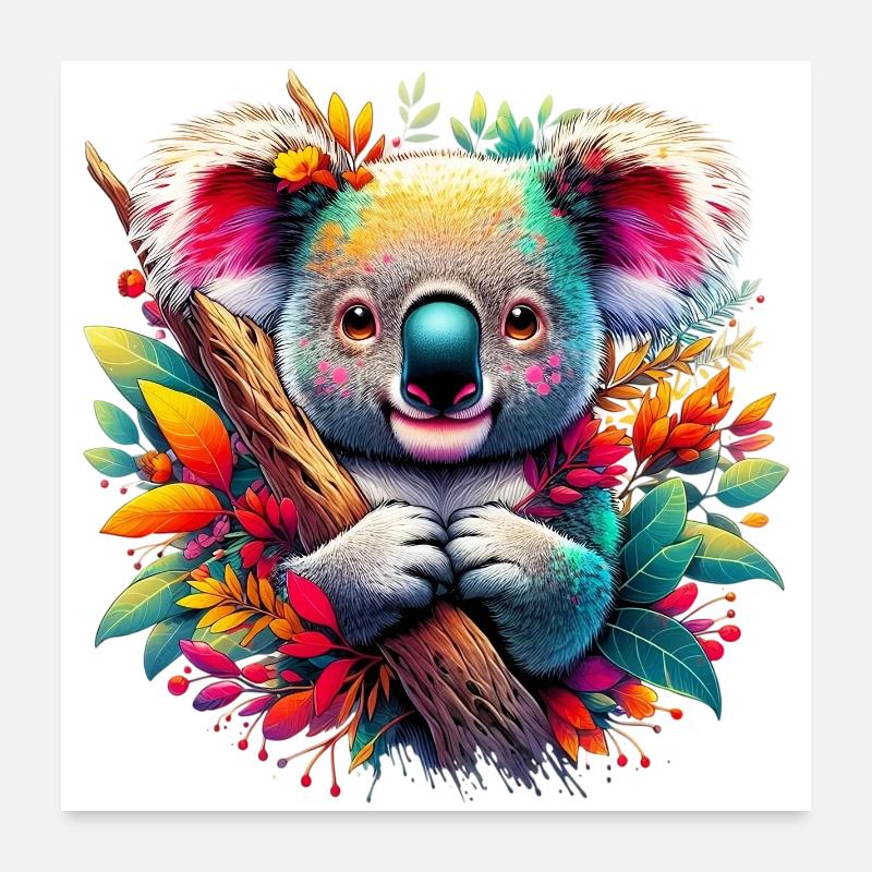 Koala - Poster 60x60 cm - Weiß